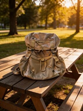 lululemon athletica Tan Roll-Top Backpack with Mesh Pockets